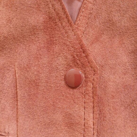 Vintage Suede Leather Vest Valerie Richards V-neck Button Two Pockets Western M - Picture 8 of 13
